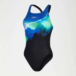 Speedo Placement Digital Leaderback Swimsuit -Blue Wave speedo placement digital leaderback swimsuit 2