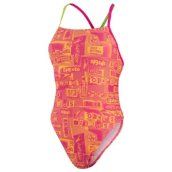 Speedo Ransom Logo Allover Tie-Back Swimsuit
