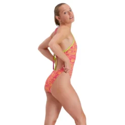 Speedo Ransom Logo Allover Tie-Back Swimsuit -Blue Wave speedo ransom logo allover tie back swimsuit 3