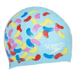 Speedo Slogan Print Swimming Cap -Blue Wave speedo slogan print swimming cap 2
