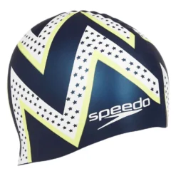Speedo Slogan Print Swimming Cap -Blue Wave speedo slogan print swimming cap 3