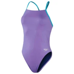 Speedo Solid Lattice-Back Swimsuit