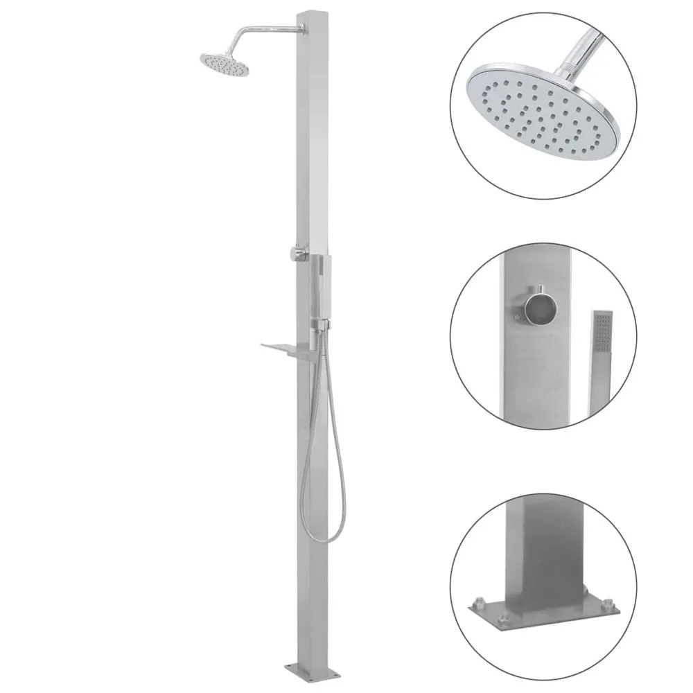 VIDAXL Outdoor Shower Stainless Steel Straight 1 VIDAXL Outdoor Shower Stainless Steel Straight