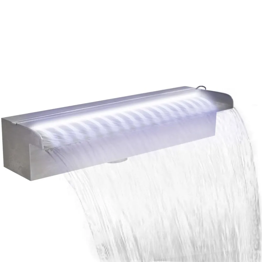 VIDAXL Rectangular Waterfall Pool Fountain With Leds Stainless Steel 45 Cm 1 VIDAXL Rectangular Waterfall Pool Fountain With Leds Stainless Steel 45 Cm