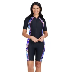 Zoggs Kneesuit Side Print Swimsuit -Blue Wave zoggs kneesuit side print swimsuit 4