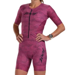ZOOT Aero Full Zip Digi Camo Short Sleeve Trisuit